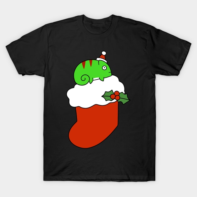 Christmas Stocking Chameleon T-Shirt by saradaboru